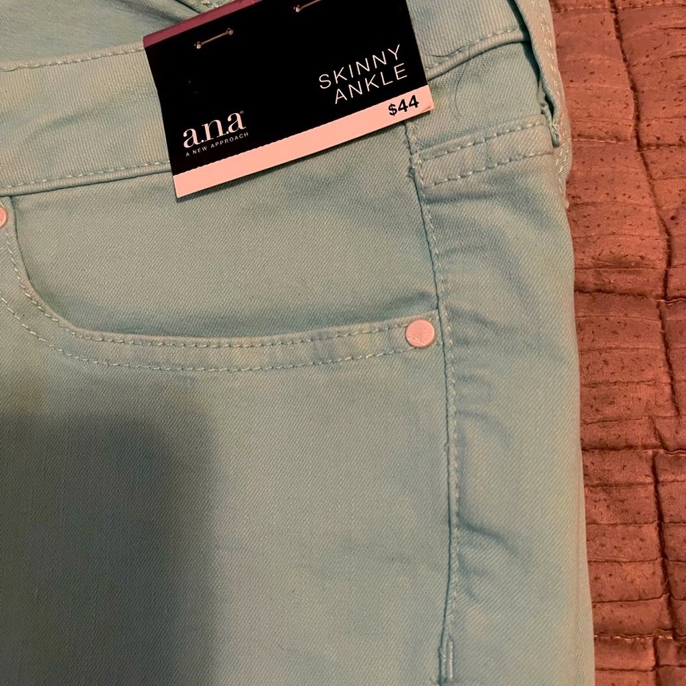 a.n.a Women's Skinny Ankle Jeans,
Color: Soft Aqua
